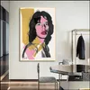 Målningar Retro Andy Warhol -affisch Canvas Målning Mick Jagger Portrait Affischer och skriver ut väggbilder för vardagsrumshemdekorat OT873