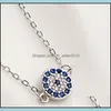 Urok bransolety 100% 925 Sterling Sier Turkish Evil Eye 5 PCS Tiny Cute Disco Charm Kobiet Delicate Link Bransoletka 26 Q2 Dr Dhou4