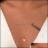 Pendant Necklaces Love Heart Womens Necklace Jewelry Plated Gold Women Fashion Chain Metal Collarbone Necklaces Valentine Day 1 7By Dhwt6