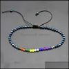 Beaded Strands Natural Agate Chalcedony Stone Alloy M Beads Strands Bracelet 12 Constellation Stones Adjustable Weave Seven Chakra Dhwla