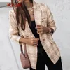 Giacche da donna Slim Blazer Coat 4 colori Doppiopetto a quadri a maniche lunghe Donna Ufficio Primavera Autunno Abito Giacca in tweed