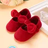 First Walkers Fashion Born Infant Baby Girls Chaussures Velours Rouge Noël 0-18M Princess Girl Bow