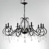 Chandeliers Chandelier Black Crystal 6 Light Elegant Iron Ceiling Fixture For Bedroom Farmhouse