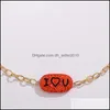 Girocolli I Love U Collane con lettera pavimentata con strass Collane a maglie di parole Pendenti in argilla morbida Collana girocolli per gioielli da donna Anniversario Dh4Ac