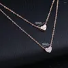 Подвесные ожерелья романтическое ожерелье из очарования любви с двойным сердцем розовое золото.