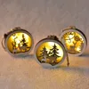 Creative Wood Christmas Tree Elk Lighting Hanging With Battery Battery DIY runda hängsmycken Jul Ramadan Dekorationer