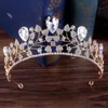 Parlıyor Gelin Taçları Düğün Başlıkları Vintage Diamante Pageant Yaprakları Kristal Tiaras Saç Bandı Su Damla Tanrıçası Rhnestone Balo Akşam Partisi Saç Takı