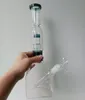 Blågrön Cubic Glas Water Bong Vattenpipor Oljebadriggar Rökrör med däckperkolator Shisha