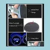 Other Exterior Accessories 2Pcs Led Car Logo Cup Holder Lights For 7 Colors Changing Usb Charging Mat Luminescent Pad Interior Atm Dh4Pb