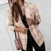 Women's Jackets Slim Blazer Coat 4 Colors Double-Breasted Plaid Shape Long-Sleeve Women Office Spring Autumn Suit Tweed Jacket