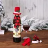 Décorations de noël chapeau écharpe créatif 2 pièces/ensemble bouteille de vin rouge ensemble pour la maison 2022 an cadeau Navidad