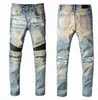 Jeans pour hommes en pantalon hip hop classique styliste en d￩tresse de moto lav￩e de denim coll￨ge coll￨ge sketny piste streetwear droite taille 29-42 jean ￠ glissi￨re 29-42