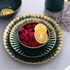 Plates Birthday Party Plate Gold Luxury European Ceramic Green Dessert Salad Tableware Fruit Talerze Obiadowe Kitchen Utensils