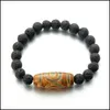 Beaded Strands Beaded Strands Volcano Melting Rock Essential Oil Diffusion Bracelet Buddhist Three Eye Tianzhu Belief Bracelets Dro Dhluv