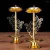 Candelabros de oro para centros de mesa de boda Moro Stand Lanterne Candelabros de metal Lámpara marroquí Votive Lotus Flower Art 6