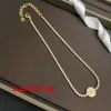 18K Gold Plated Brass Copper Pendant Necklace Fashion Women Designer Brand C-Letter Round Necklaces Choker Chain Crystal With Steel Seal Wedding Jewelry Love Gifts
