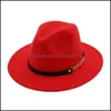 Chapéus de borda magro masculino de jazz de jazz chap de moda fedora para homens mulheres elegantes lã cantam chapéus femininos banda larga plana brim stylis dhm1k