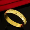Bracelets 24K Pure Gold Yellow Bracelet For Women Solid Buckle Bridal Bangles Wedding Female Fine Jewelry Gifts 2022 Trend