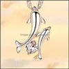 Подвесные ожерелья 925 Стерлинги стерлинговая новая женщина модные украшения хрустальные цирконы Dolphin Танцующие подвесное ожерелье Длина 45см.