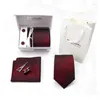 Bow Ties Men Tie 8C With Gift Box Handmade Silkpolyester 4pcs In One Handkerchief Clip Cufflink Suit Christmas