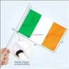 Bandiere per striscioni Bandiere per striscioni Irlanda Mini bandiera tenuta in mano Piccola miniatura nazionale irlandese su bastone Resistente allo sbiadimento Colori vivaci Hibernian 5 Dhdy1