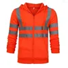 メンズフーディーhi viz vis bis high visibilityジャケットプルオーバーフーディーワークジップフード付きスウェットシャツフリースM-4xl