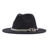 Berets Fedora Hat For Women Men Vintage Wide Brim Rancher With Belt Fashionable Fall Wool Felt Panama Jazz