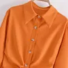 Casual Dresses Women's Shirt -knapp Midi Dress Solid BodyCon Long Sleeve Robes Ladies Orange Party Vestidos Sexig Slim Elegant