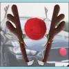 Anderes Außenzubehör Auto Rentiergeweih Nasenfenster Dachgrill Rudolph Jingle Bell Weihnachtskostümzubehör Drop Dhg5Q