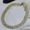 Link Bracelets Gold Plated Hip Hop Iced Out Full CZ Prong Diamond Miami Cuban Chain Necklace Bracelet With Giftbox For Men And Women