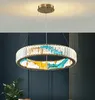 LED Long Chandeliers For Living Room Bedroom Kitchen Round Enamel Light Crystal Chandelier In Oriental Style Home Furniture