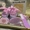 First Walkers Dollbling Luxury Baby Comb Brush And Shoes Headband Set Keepsake Diamond Tutu Outfit Red Bottom Little Girl Baptism