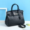 Bag Large Designer Capacity Ostrich Grain Cow Leather Fashionable Leather One Shoulder Cross Body Handbag