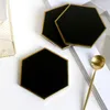 Masa Paspasları Nordic Seramik Altıgen Bardaklar Altın Kaplama Placemat Isı Yalıtım Porselen Kupa Pedleri Mutfak Dekorasyonu