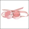 Bolsas de joyería Bolsas Bolsas de joyería Pink Veet Round Bowknot Box para boda Anillo de compromiso Pendientes Collar Pulsera Embalaje Di Dho47
