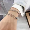 Länk armband weiyue korea dongdaemun retro geometriskt brev armband kvinnlig 925 sterling silver boll spänne smycken fest gåva