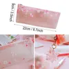 Cherry Blossom Printing Transparenta Pencil Bags Student Stationery Penns Bags Matt Printed Flower Pen Pen Falls With Sakura Pendant BH7727 TQQ