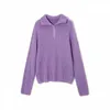 Women's Knits Tees Zipper Collar Turtleneck Sweaters Women Autumn Winter Elegant Loose Long Sleeve Knitted Pullovers Female Purpul Jumpers 2021 T221012