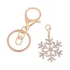 Christmas Snowflake Pinging Keychain Fashion Tinket Gifts For Men Women Car Key Ring Acessórios Rhinestone Snowflake Keyfob