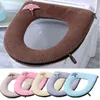 Toilet Seat Covers 6 Colors Winter Warm Cover Closestool Mat Washable Bathroom Accessories Flannel Soft O-shape Pad Bidet