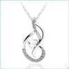 Colliers pendentifs Love Dance Pendentifs Plaqué or blanc 925 Sterling Sier Collier Pendentif Coeur Bijoux Pas de chaîne 36 N2 Drop Deliv Dhneq