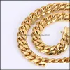 Chains 14K Yellow Gold Plated Mens Heavy Miami Cuban Chain Necklace 217 R2 Drop Delivery 2022 Jewelry Necklaces Pendants Dhaug