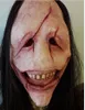 Halloween Skräck Långt Hår Demon Mask Rött ansikte Tänder Demon Latex