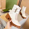 Classic Designer Women Blondie Ankle Boot Fashion Double G Heel Booties Sexy Luxury Leather Winter Mid-Heel Platform Boots Woman DFD