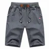 Mäns shorts 2022 Summer Beach Cotton Casual Bermudas Sports Men Boardshorts Solid Color Kne Length Trousers Plus Size G221012