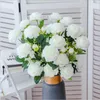 Decorative Flowers 6 Pieces Peony Bouquet Artificial Home Decoration Accessories Wedding Christmas Dining Table Bridal Flower Craft