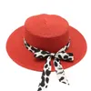 Berets 2022 Natural Panama Soft Straw Hat with Ribbon Bow Summer Women Men Beach Sun Jazz Trilby Cap Wide Brim Fedora