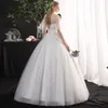 2023 suknia balowa suknie ślubne bohemijska plaża linia v szyja koronkowe 3D Kwiki kwiatowe iluzja Backless Train plus size formalna suknia ślubna