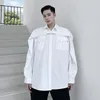 メンズカジュアルシャツメンズ機能マント長スリーブルーズシャツ男性日本韓国スタイルストリートウェアファッションビンテージステージ服