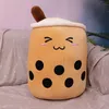 Cute Fruit Drink Plush Stuffed Soft Pink Strawberry Milk Boba Tea Cup Toy Bubble Pillow Cushion Kids Gift toys ZM1013